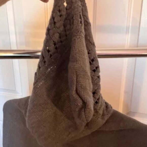 Chic Taupe Hooded Knit Poncho - Picture 5 of 5